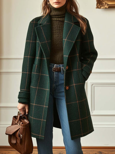 Layla | Retro Lapel Plaid Tweed Coat